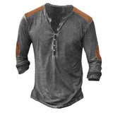Men's Casual Colorblock Henley Neck Long Sleeve T-Shirt 54602117Y
