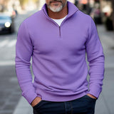 Men's Casual Solid Color Half Stand Collar Zip Sweatshirt 82718510X