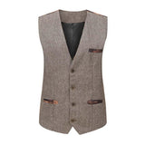 Men's Vintage Classic British Style Slim Button Multi-pocket Vest 68909139K