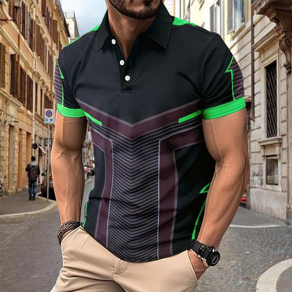 Men's Casual Printed Short-sleeved POLO Shirt 55274934X