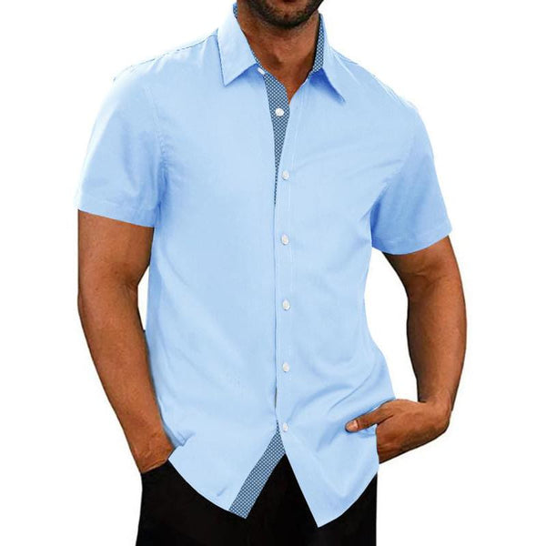 Men's Printed Lapel Short Sleeve Shirt 69337115X
