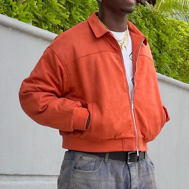 Men's Vintage Solid Color Lapel Jacket 48547818Y