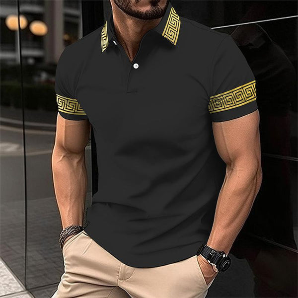 Men's Vintage Greca Short Sleeve Polo Shirt 00577059TO