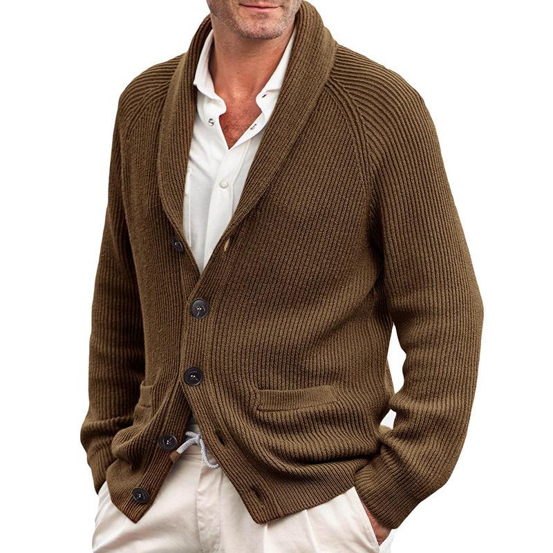 Men's Casual Solid Color Single Breasted Lapel Knit Cardigan 52509019Y