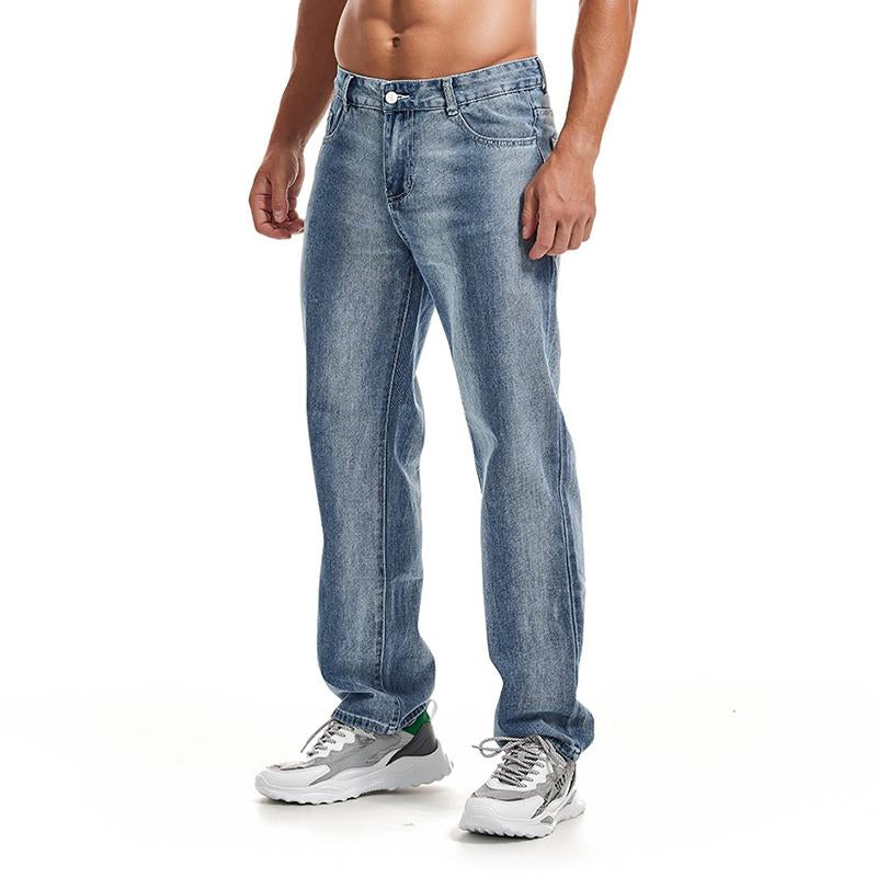 Men's Fashion Washed Slim Straight Jeans 37358060M