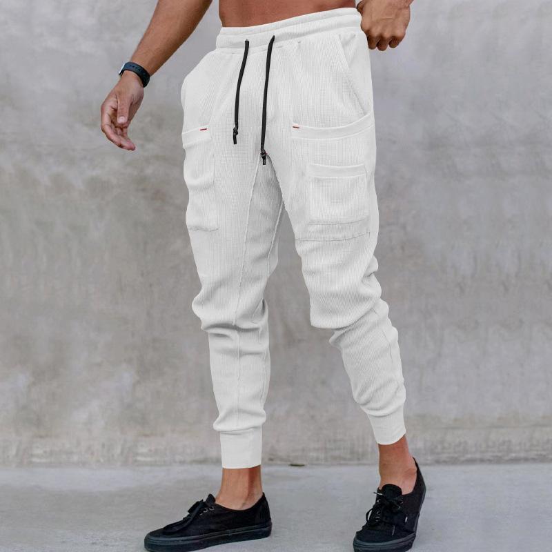 Men's Casual Sports Solid Color Multi-Pocket Sweatpants 75001097Y