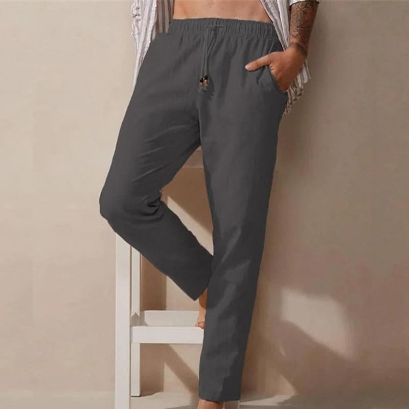 Men's Casual Loose Solid Color Drawstring Trousers 17776480Y