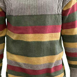 Men's Turtleneck Color Block Striped Knitted Sweater 96778360X