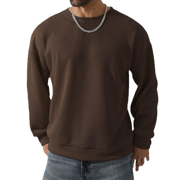 Men's Solid Color Round Neck Long Sleeve Sweater 09564681X