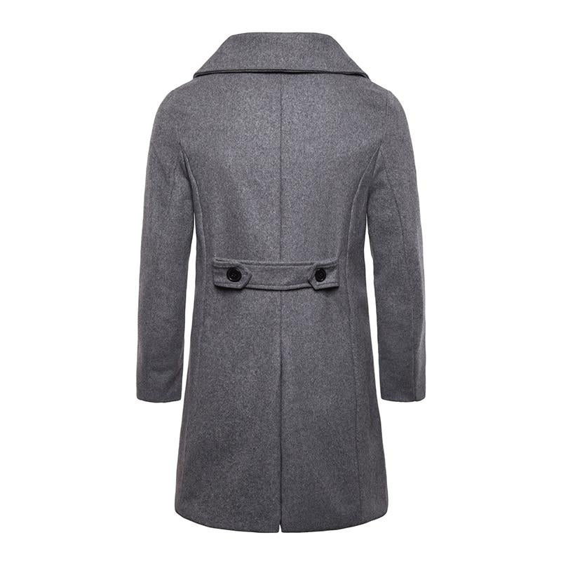 Men's Casual Lapel Double-Breasted Mid-Length Slim Coat 40665369M