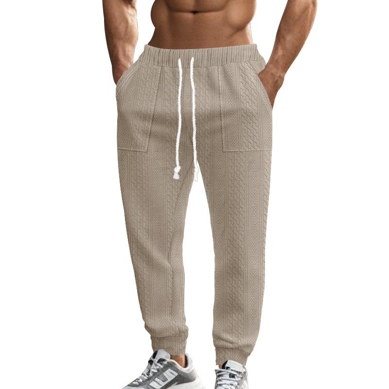 Men's Solid Color Textured Elastic Waist Sports Pants 86208350Z