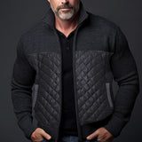 Men's Knitted Patchwork Stand Collar Zippered Plush Jacket 14091352Y