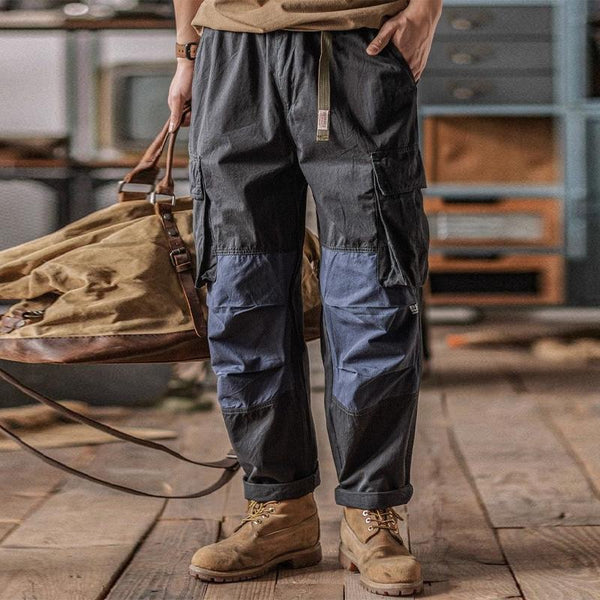Men's Vintage Washed Cotton Pocket Loose Cargo Pants 16930849Y
