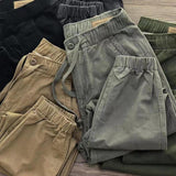 Men's Solid Color Elastic Waist Casual Cargo Pants 56274377Z
