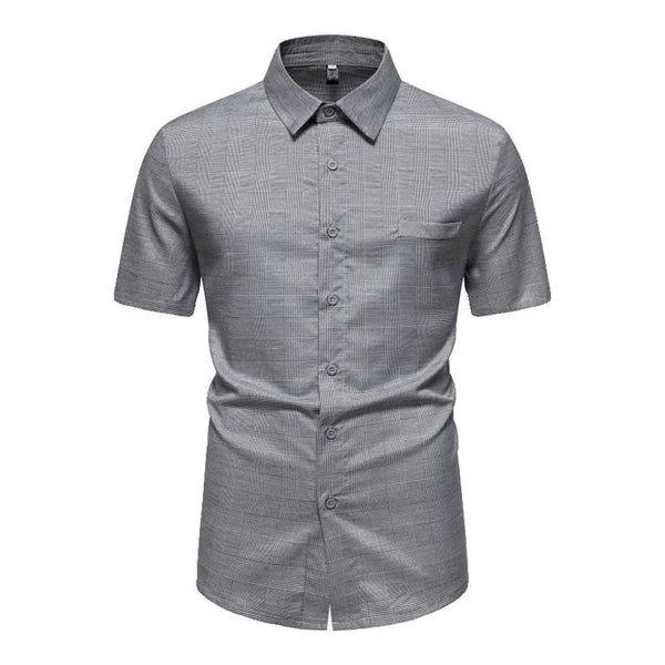 Men's Vintage Plaid Lapel Slim Fit Short Sleeve Shirt 74167888M