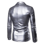 Men's Lapel Motorcycle Solid Color Leather PU Jacket 54601462X
