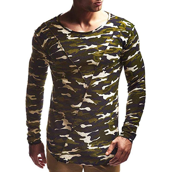 Men's Camouflage Round Neck Long Sleeve Casual T-shirt 22829075Z