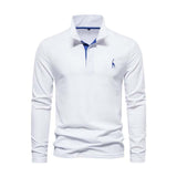 Men's Classic Casual Deer Embroidery Cotton Lapel Long Sleeve POLO Shirt 52045993K