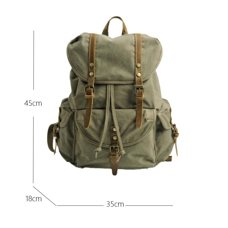 Men's Retro Outdoor Large Capacity Multi-Pocket Canvas Backpack 33759989Y