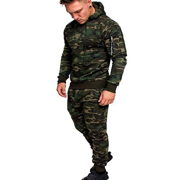 Men's Camouflage Casual Hoodie and Pants Set 61825146U