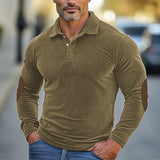 Men's Colorblock Corduroy Long Sleeve Polo Shirt 25050957Y