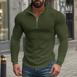 Men's Half-zip Small Square Stand Collar Long Sleeve T-shirt 08353588Z