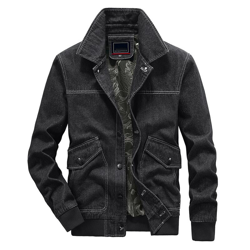 Men's Loose Lapel Vintage Denim Jacket 66776094X