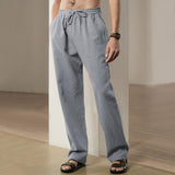 Men's Casual Solid Color Linen Breathable Loose Pants 13939824M