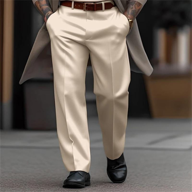 Men's Solid Color Loose Straight Suit Pants 38314414Z