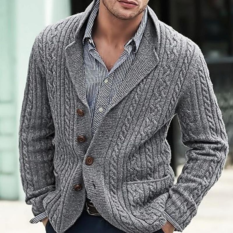 Men's Vintage Lapel Single Breasted Knit Casual Cardigan 92022446Z