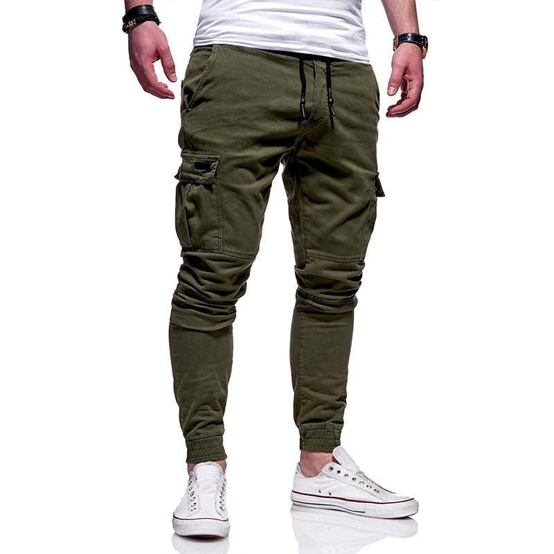 Men's Casual Multi Pocket Elastic Waist Sports Pants 12861184M