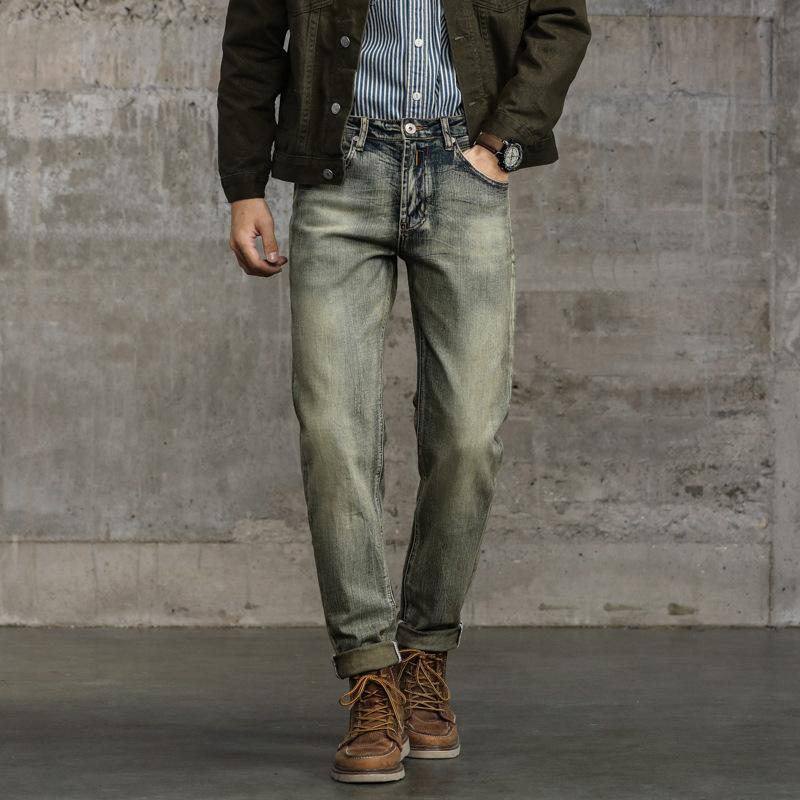 Men's Vintage Distressed Straight Jeans 35039230Y