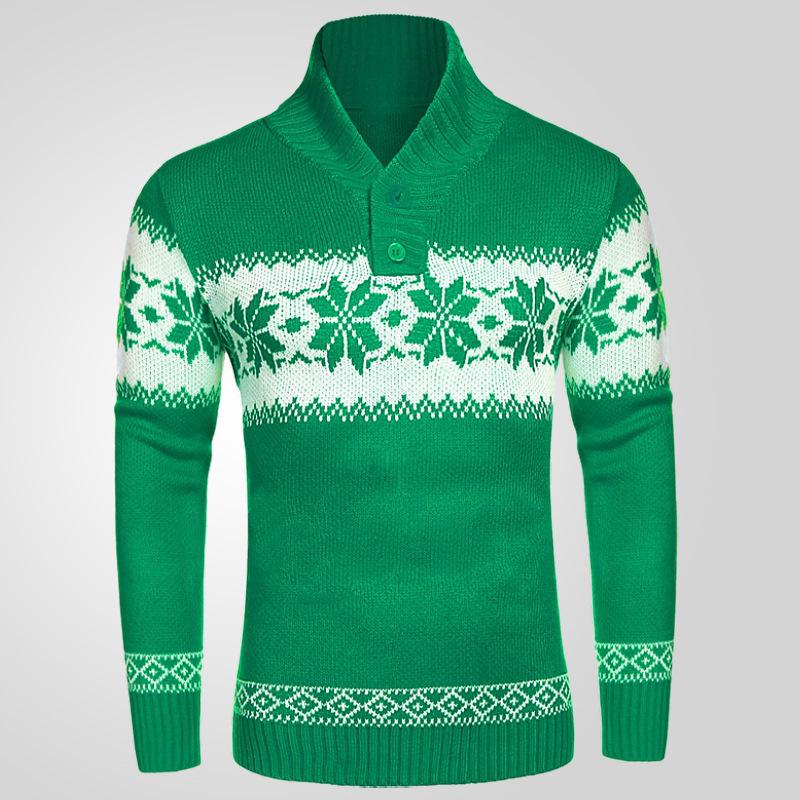 Men's Retro Casual Christmas Colorblock V-Neck Sweater 89282776TO