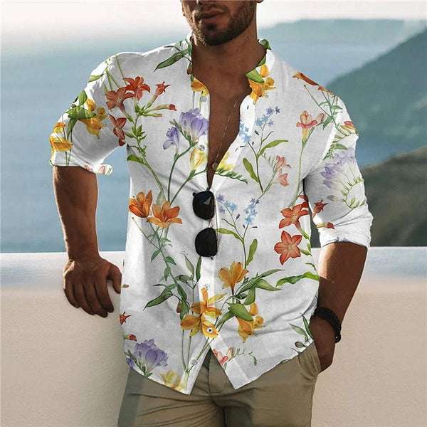 Men's Retro Casual Printed Long Sleeve Shirt 18974975TO