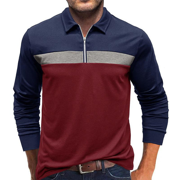 Men's Lapel Half-Zip Long Sleeve POLO Shirt 62651752X