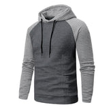 Men's Casual Color Block Raglan Sleeve Waffle Hooded Sweatshirt 34925657Y
