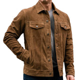 Men's Vintage Suede Single Breasted Lapel Jacket 11851229X