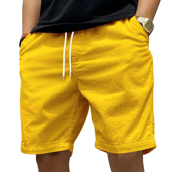 Men's Vintage Corduroy Loose Elastic Waist Shorts 31859556M
