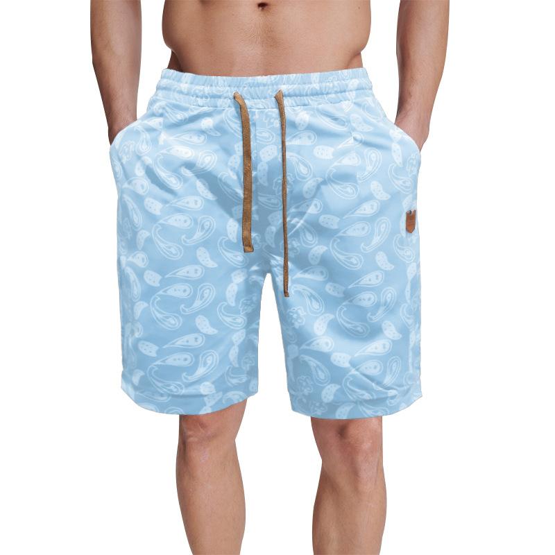 Men's Loose Beach Cashew Flower Print Drawstring Shorts 82350056Y