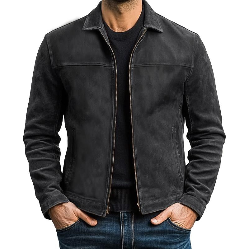 【Envío en 24 horas】Chaqueta de cuero desgastada vintage para hombre 34416789U