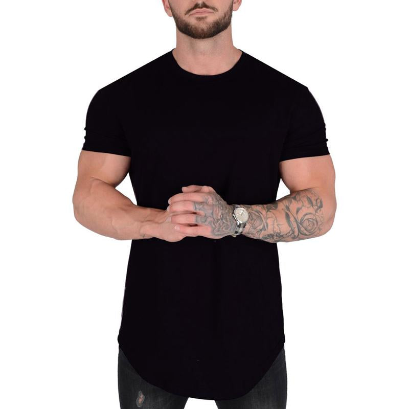 Camiseta de manga corta con cuello redondo y holgado de color liso para hombre 45316034X