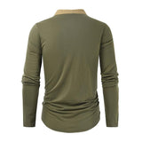 Men's Color Block Zip Henley Neck Long Sleeve T-Shirt 45075314Y