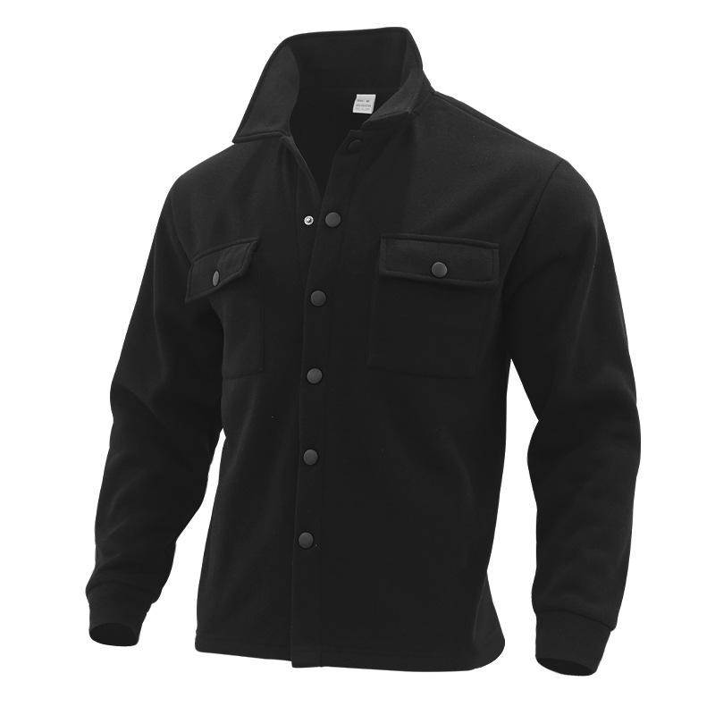 Men's Fleece Lapel Single-breasted Solid Jacket 18429543X