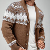 Men's Jacquard Knit Lapel Cardigan Jacket 45350354X