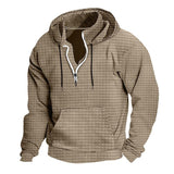 Men's Vintage Stand Collar Waffle Hoodie 75389657X