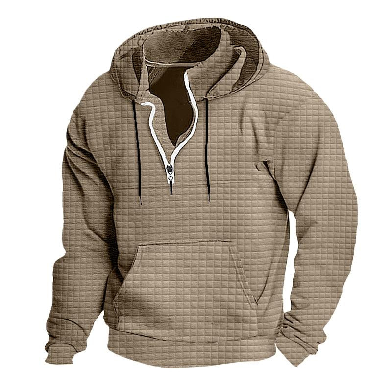 Men's Vintage Stand Collar Waffle Hoodie 75389657X