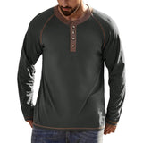 Men's Long Sleeve Crew Neck Henley Shirt 23582261X