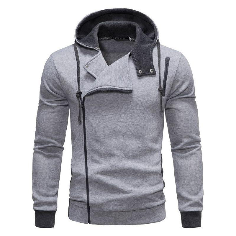 Men's Contrasting Color Zip Hooded Long Sleeve Sweatshirt 09634652X