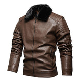 Men's Motorcycle Lapel Velvet Leather Jacket 06861348X