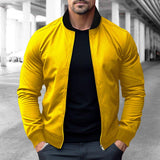 Men's Color Block Stand Collar Zipper Casual Jacket 33630528Z